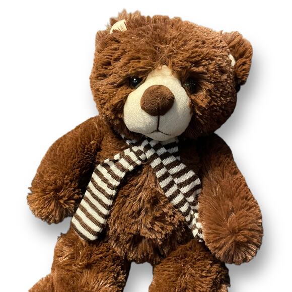 Ms Teddy Bear Plush Striped Scarf Nursery Decor Stuffed Animal Shower Gift 15" - Picture 9 of 9
